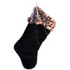 Black Plush Stocking with Leopard Cuff