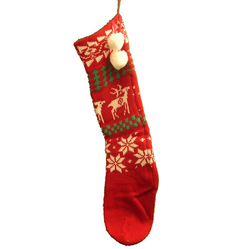 Knitted Stocking with Reindeer Design