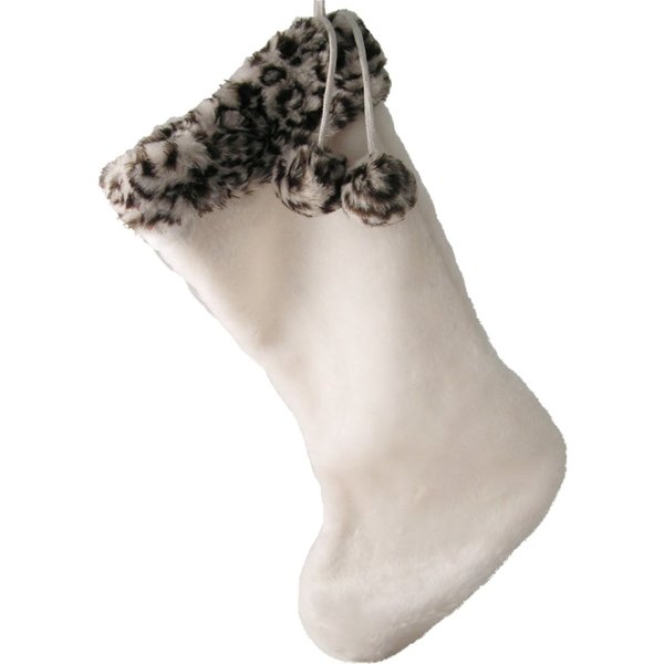 White Stocking with Leopard Cuff