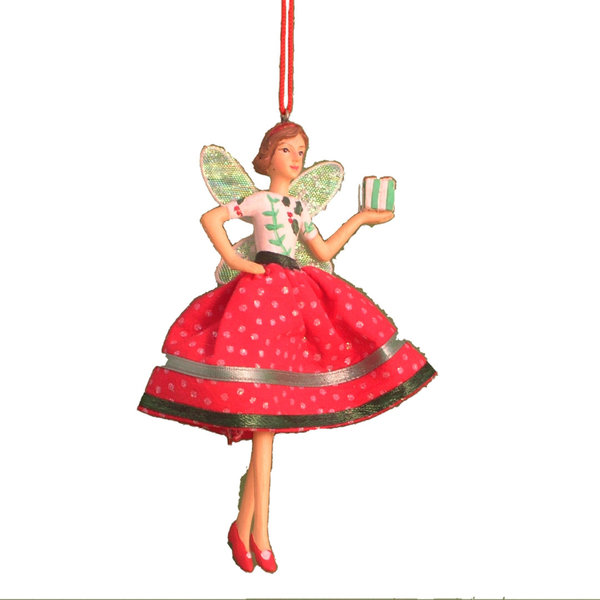 Fairy with Parcel in Red Spot Dress