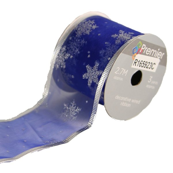 Blue Ribbon with Snowflakes