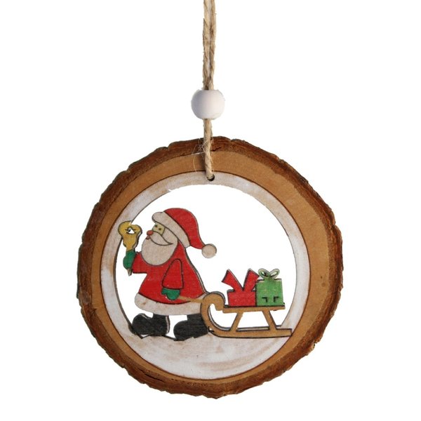 Santa with Sleigh in Log