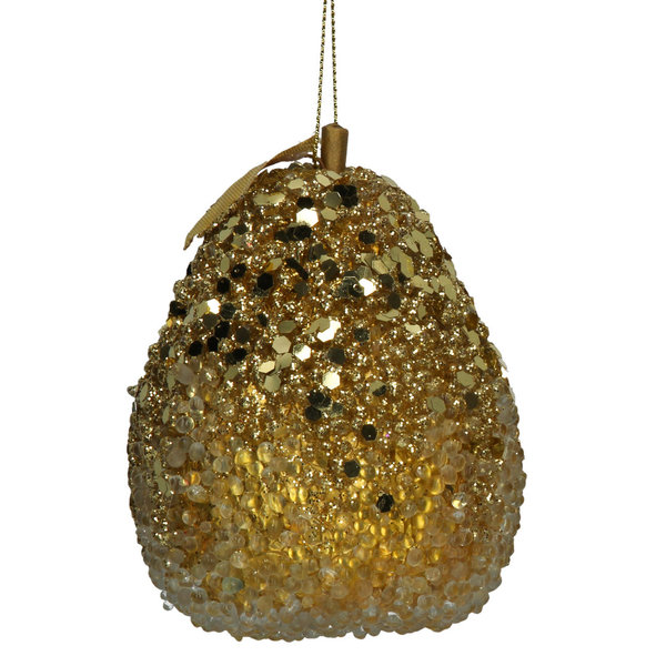 Old Gold Bead & Sequin Pear