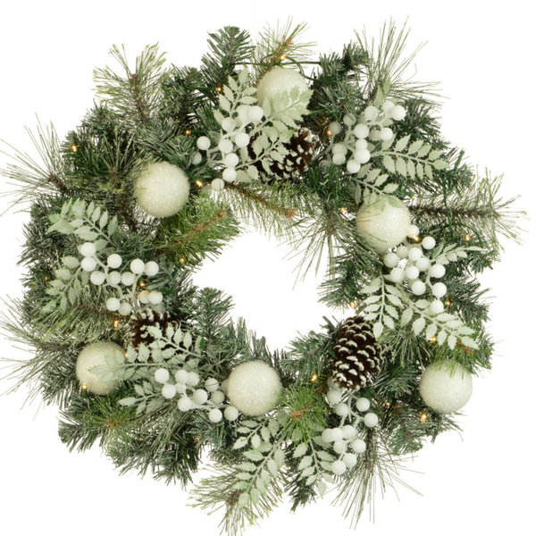 Prelit Frosted Berry Wreath